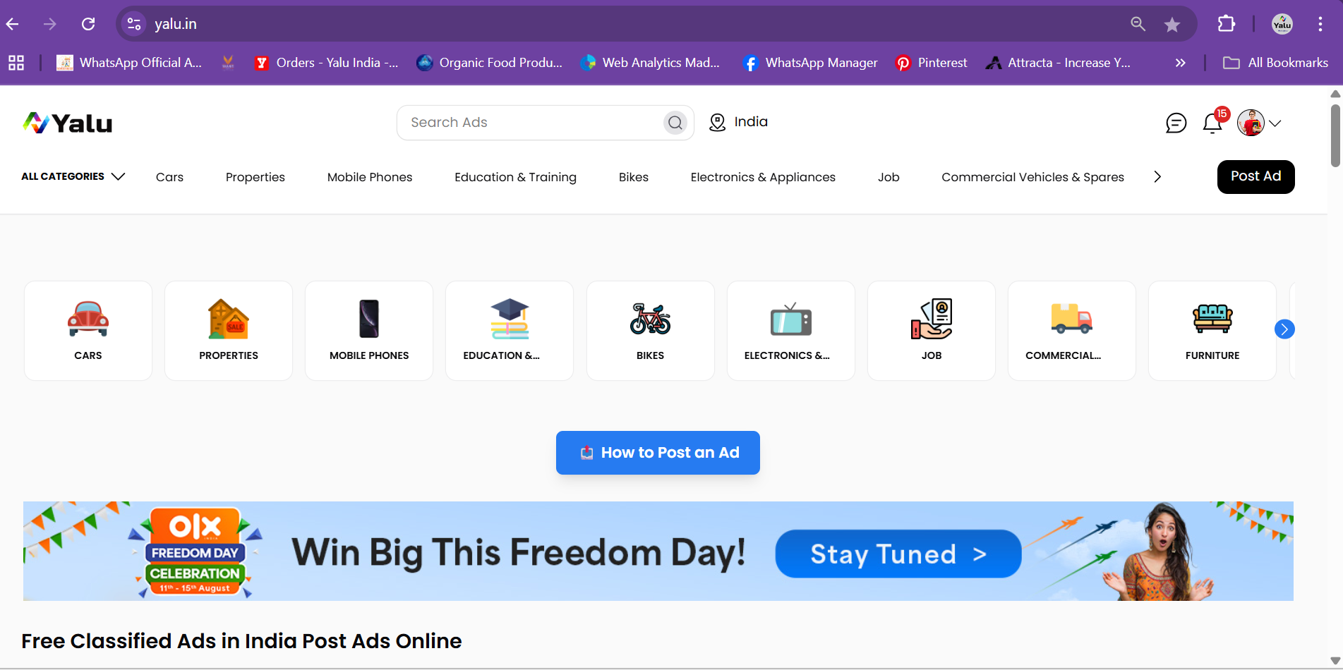 Click on "Post Ad"